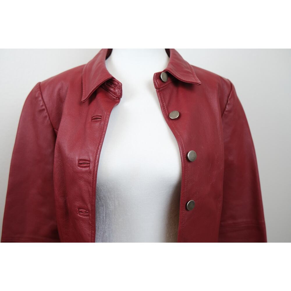 Shape FX Vintage Red Leather Motorcycle Fashion Western Jacket Womens 8 (S/M) - Picture 2 of 6